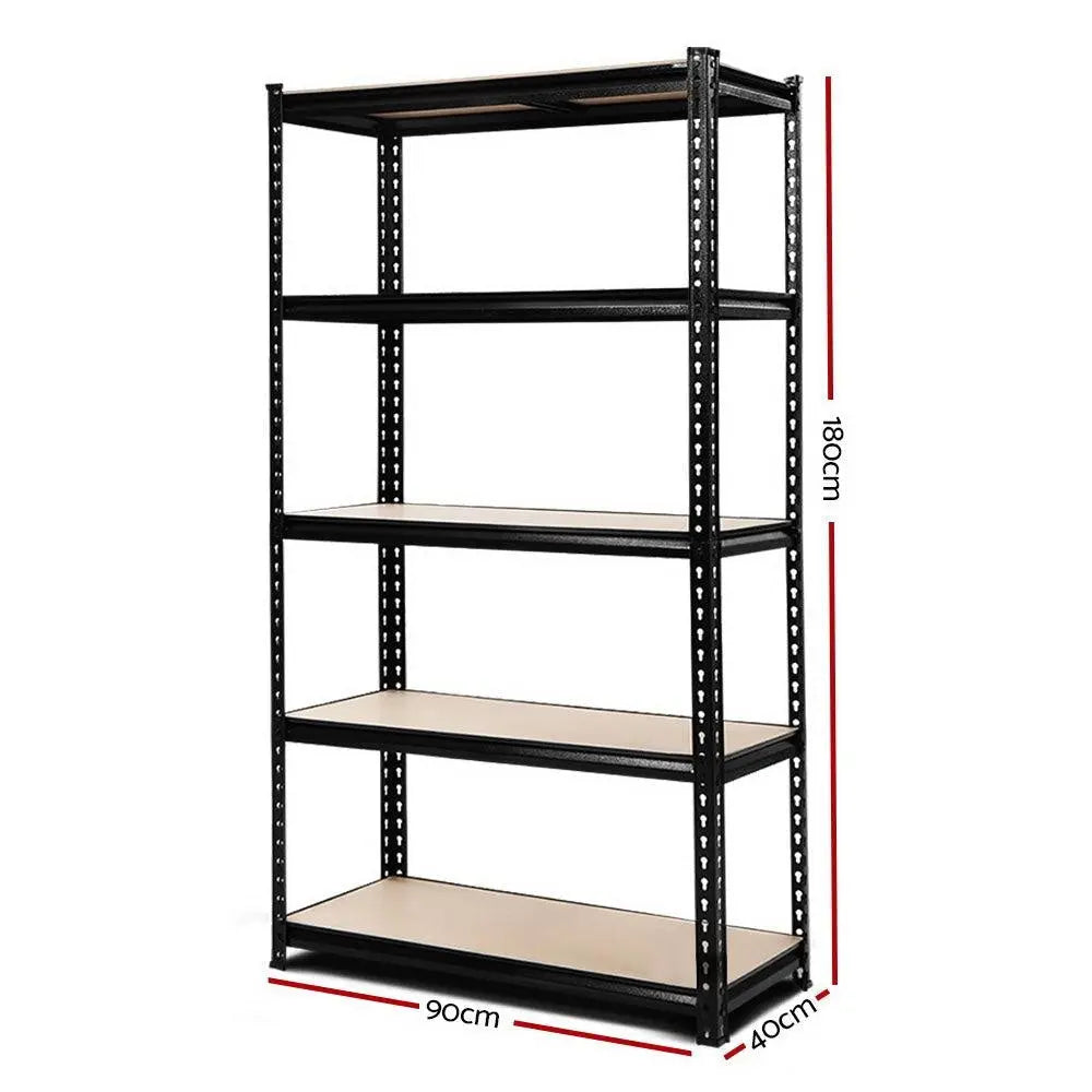 1.8M 5-Shelves Steel Warehouse Shelving Racking Garage Storage Rack Black Deals499
