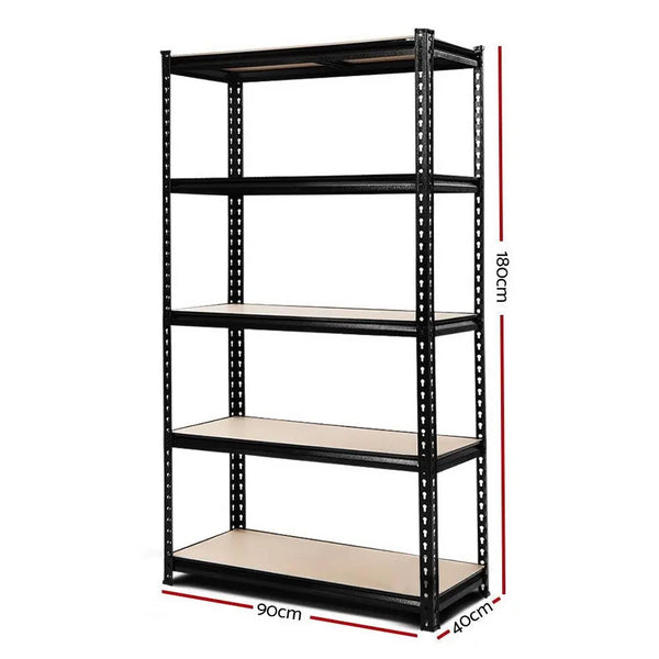 1.8M 5-Shelves Steel Warehouse Shelving Racking Garage Storage Rack Black Deals499