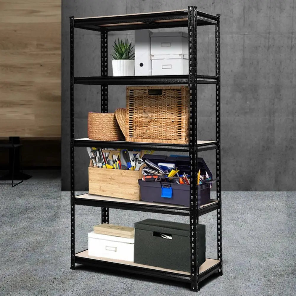 1.8M 5-Shelves Steel Warehouse Shelving Racking Garage Storage Rack Black Deals499