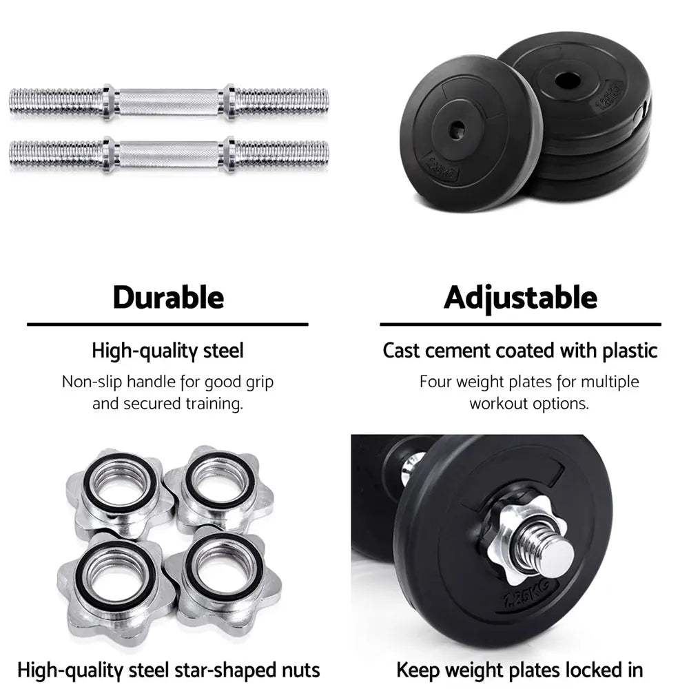 10KG Dumbbells Dumbbell Set Weight Training Plates Home Gym Fitness Exercise Deals499