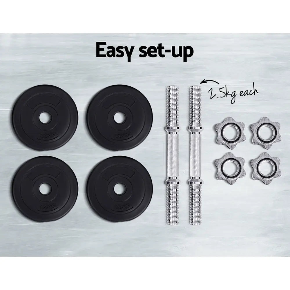 10KG Dumbbells Dumbbell Set Weight Training Plates Home Gym Fitness Exercise Deals499