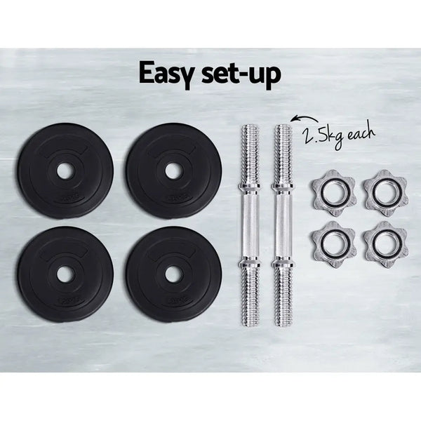 10KG Dumbbells Dumbbell Set Weight Training Plates Home Gym Fitness Exercise Deals499