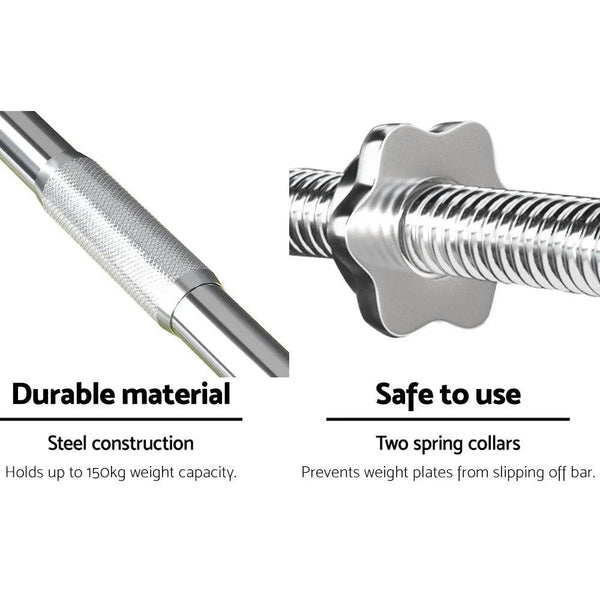 28KG Barbell Weight Set Plates Bar Bench Press Fitness Exercise Home Gym 168cm Deals499