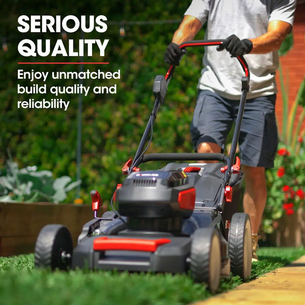 BAUMR-AG 19 Inch Electric Cordless Lawn Mower Kit Battery Powered w/ 2x 4.0Ah Lithium Batteries from Deals499 at Deals499