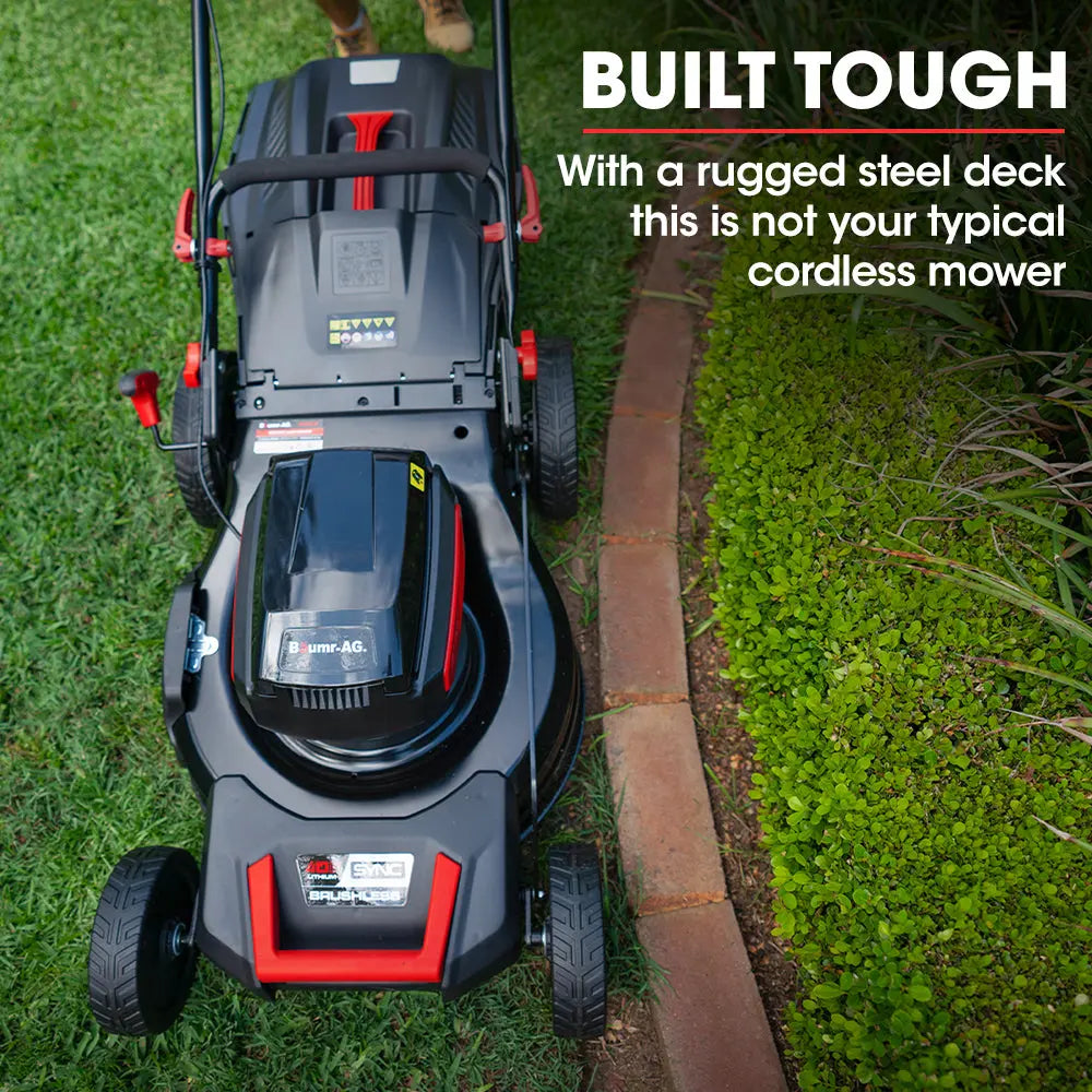 BAUMR-AG 19 Inch Electric Cordless Lawn Mower Kit Battery Powered w/ 2x 4.0Ah Lithium Batteries from Deals499 at Deals499