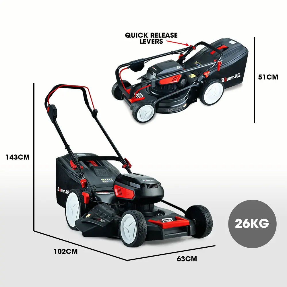 BAUMR-AG 19 Inch Electric Cordless Lawn Mower Kit Battery Powered w/ 2x 4.0Ah Lithium Batteries from Deals499 at Deals499