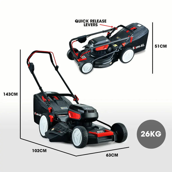 BAUMR-AG 19 Inch Electric Cordless Lawn Mower Kit Battery Powered w/ 2x 4.0Ah Lithium Batteries from Deals499 at Deals499