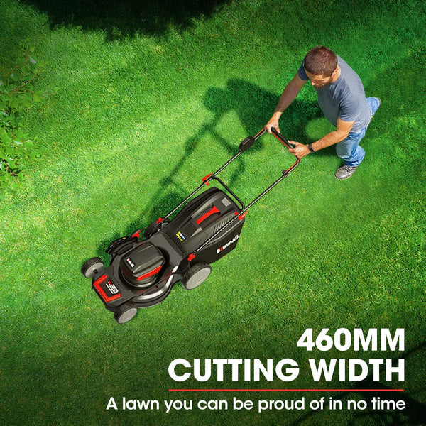 BAUMR-AG 19 Inch Electric Cordless Lawn Mower Kit Battery Powered w/ 2x 4.0Ah Lithium Batteries from Deals499 at Deals499