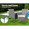 3 Piece Wicker Outdoor Chair Side Table Furniture Set - Grey Deals499