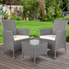 3 Piece Wicker Outdoor Chair Side Table Furniture Set - Grey Deals499