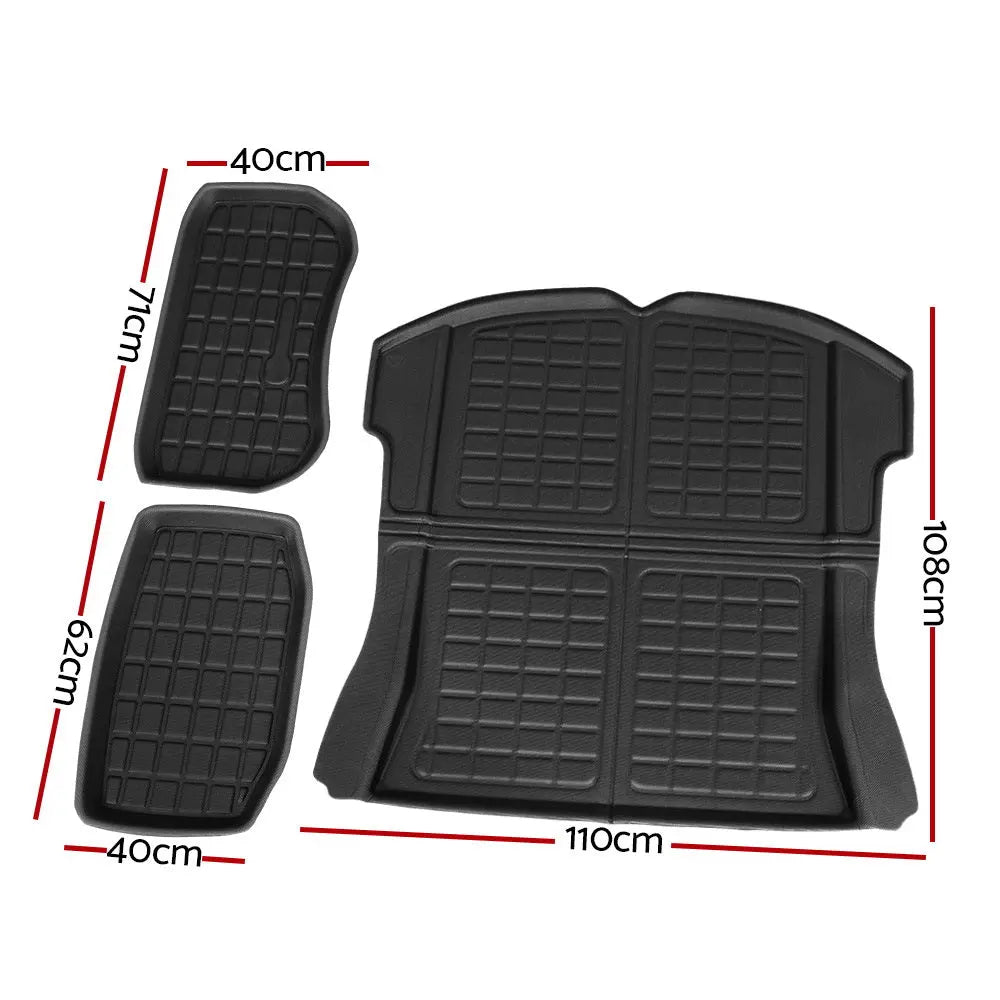 3PCS Car Rear Front Cargo Trunk Toolbox Luggage Rubber Mats for Tesla Model 3 2021-2022 Deals499
