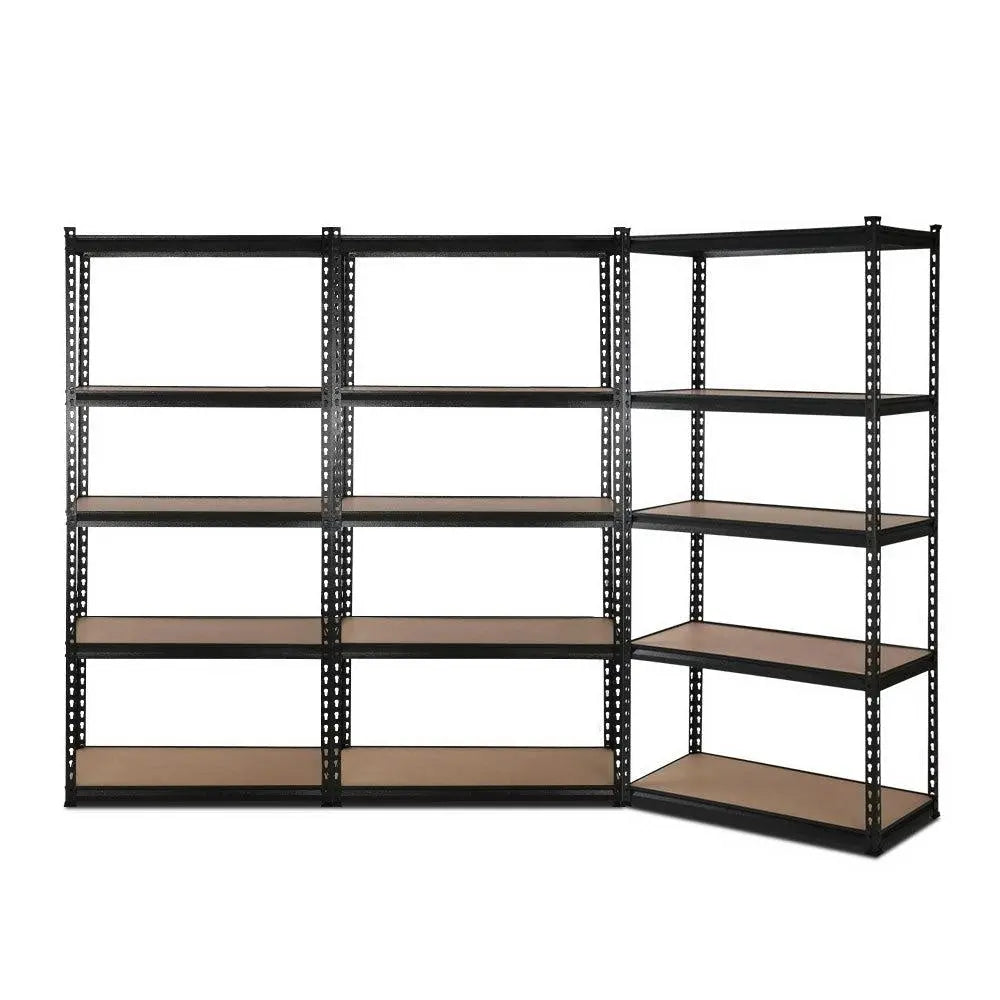 3x1.8M 5-Shelves Steel Warehouse Shelving Racking Garage Storage Rack Black Deals499