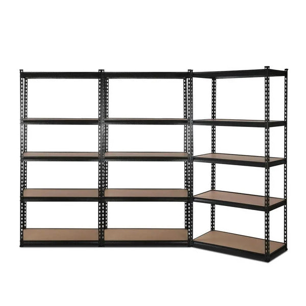 3x1.8M 5-Shelves Steel Warehouse Shelving Racking Garage Storage Rack Black Deals499