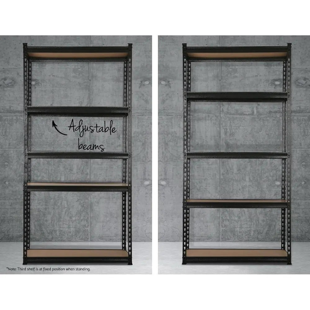 3x1.8M 5-Shelves Steel Warehouse Shelving Racking Garage Storage Rack Black Deals499