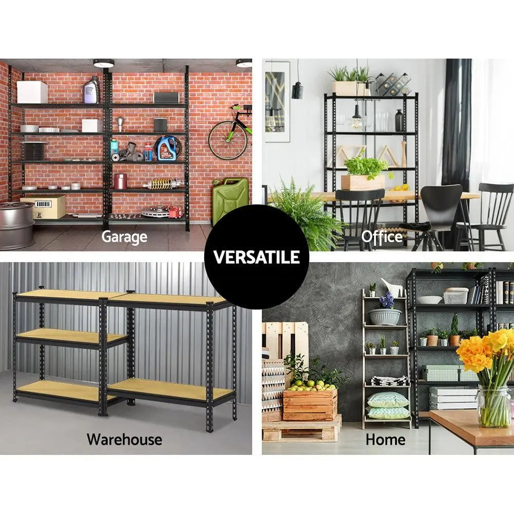 3x1.8M 5-Shelves Steel Warehouse Shelving Racking Garage Storage Rack Black Deals499