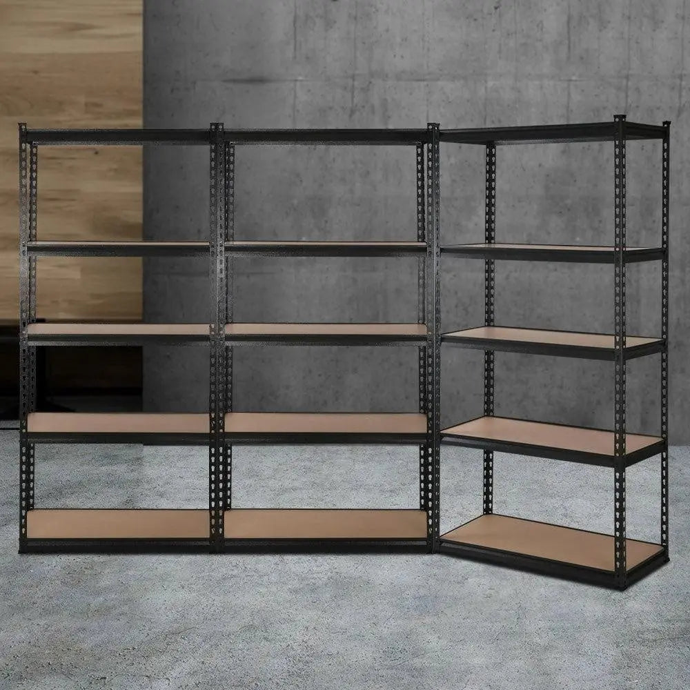 3x1.8M 5-Shelves Steel Warehouse Shelving Racking Garage Storage Rack Black Deals499