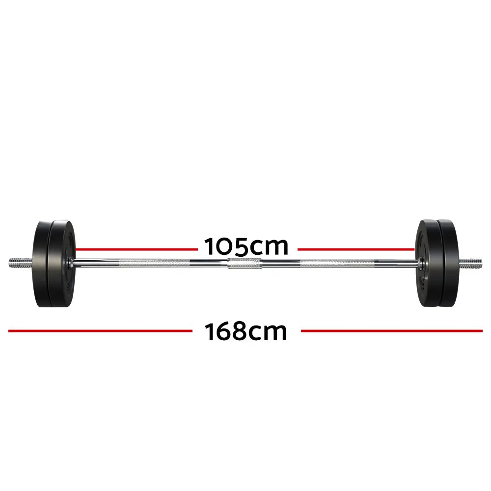 48KG Barbell Weight Set Plates Bar Bench Press Fitness Exercise Home Gym 168cm Deals499
