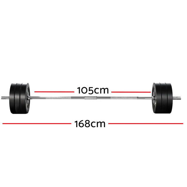 68KG Barbell Weight Set Plates Bar Bench Press Fitness Exercise Home Gym 168cm Deals499