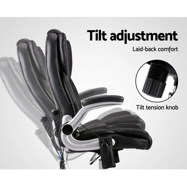 8 Point PU Leather Massage Chair - Black Deals499
