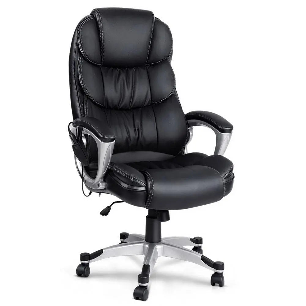 8 Point PU Leather Reclining Massage Chair - Black Deals499