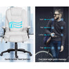 8 Point PU Leather Reclining Massage Chair - White Deals499