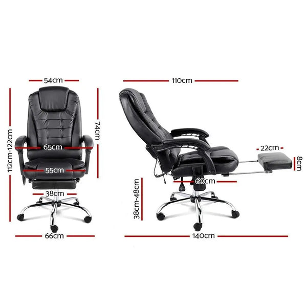 8 Point Reclining Massage Chair - Black Deals499