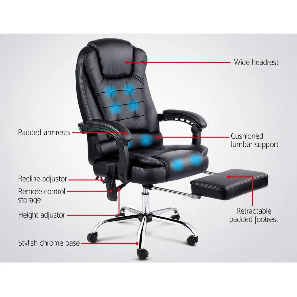 8 Point Reclining Massage Chair - Black Deals499