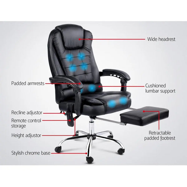 8 Point Reclining Massage Chair - Black Deals499