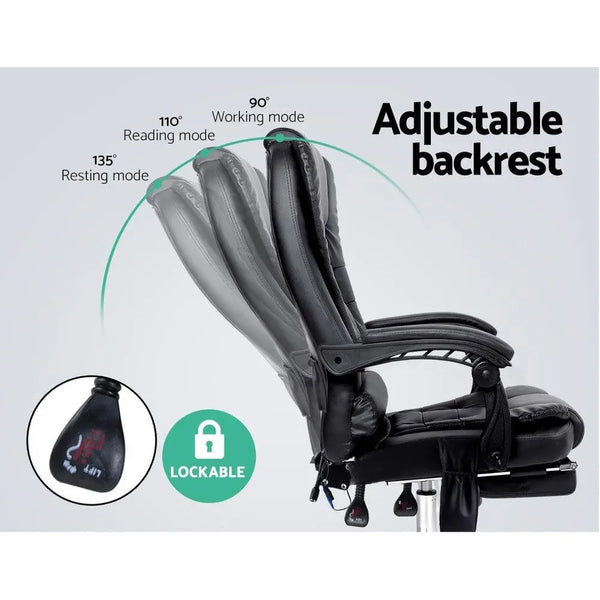 8 Point Reclining Massage Chair - Black Deals499