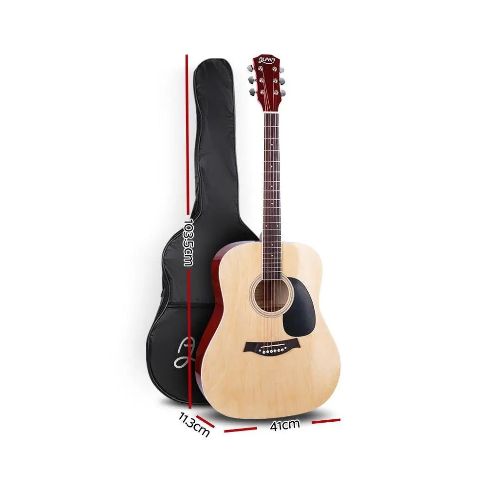 ALPHA 41 Inch Wooden Acoustic Guitar Natural Wood Deals499