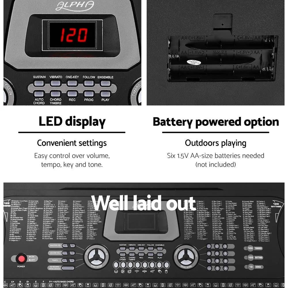 ALPHA 61 Keys LED Electronic Piano Keyboard Deals499