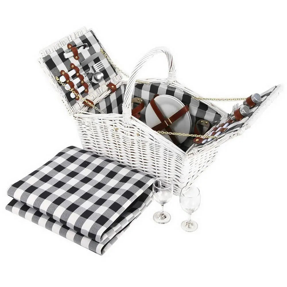 Alfresco 2 Person Picnic Basket Baskets White Deluxe Outdoor Corporate Blanket Park Deals499