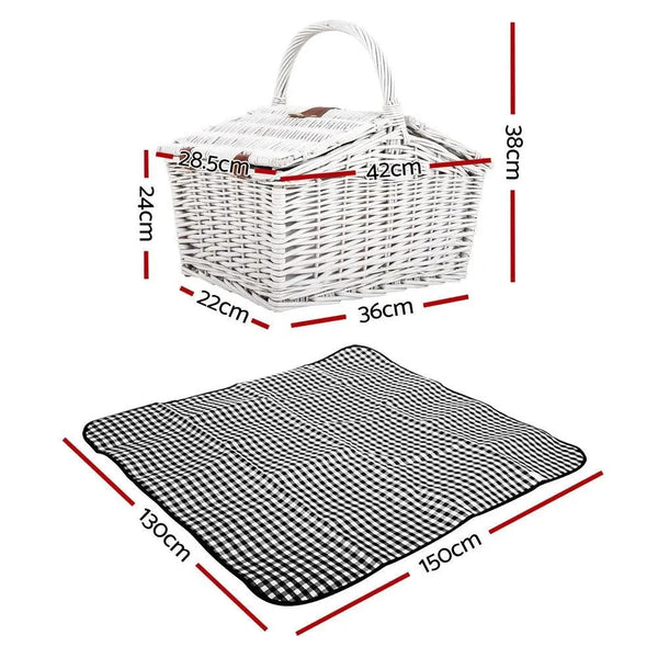 Alfresco 2 Person Picnic Basket Baskets White Deluxe Outdoor Corporate Blanket Park Deals499
