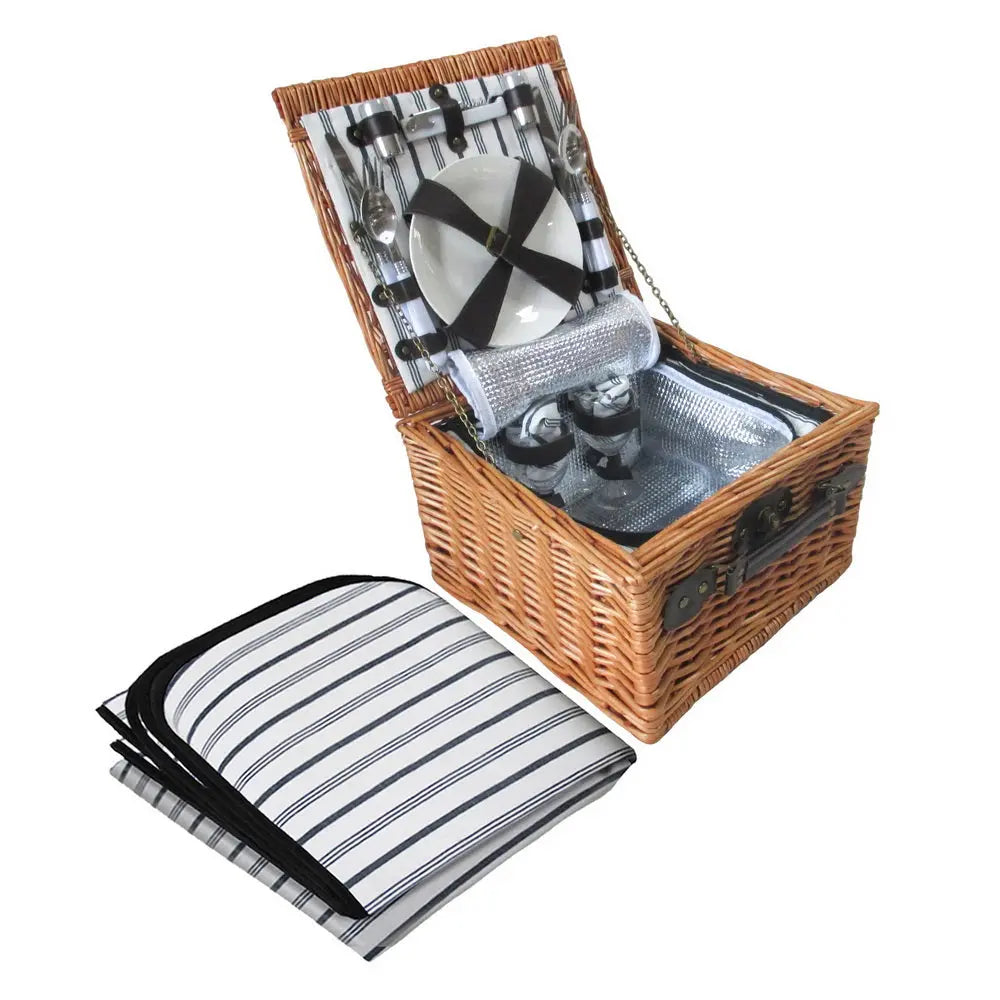 Alfresco 2 Person Picnic Basket Set Baskets Vintage Outdoor Insulated Blanket Deals499