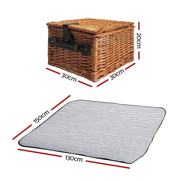 Alfresco 2 Person Picnic Basket Set Baskets Vintage Outdoor Insulated Blanket Deals499