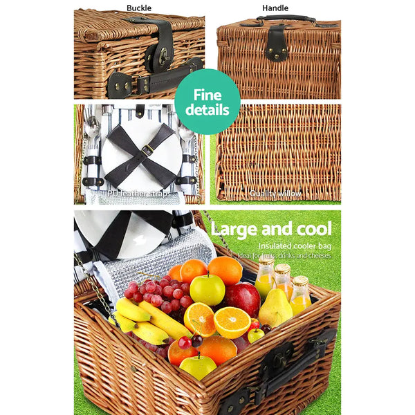 Alfresco 2 Person Picnic Basket Set Baskets Vintage Outdoor Insulated Blanket Deals499