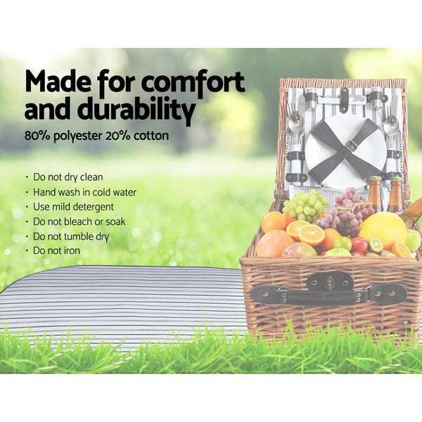 Alfresco 2 Person Picnic Basket Set Baskets Vintage Outdoor Insulated Blanket Deals499