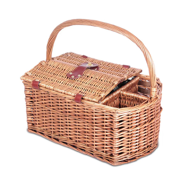Alfresco 4 Person Picnic Basket Set Basket Outdoor Insulated Blanket Deluxe Deals499