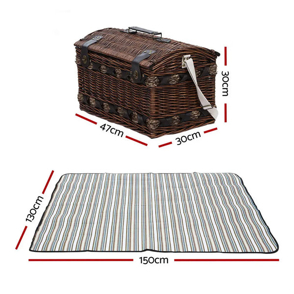 Alfresco 4 Person Picnic Basket Wicker Baskets Outdoor Insulated Gift Blanket Deals499
