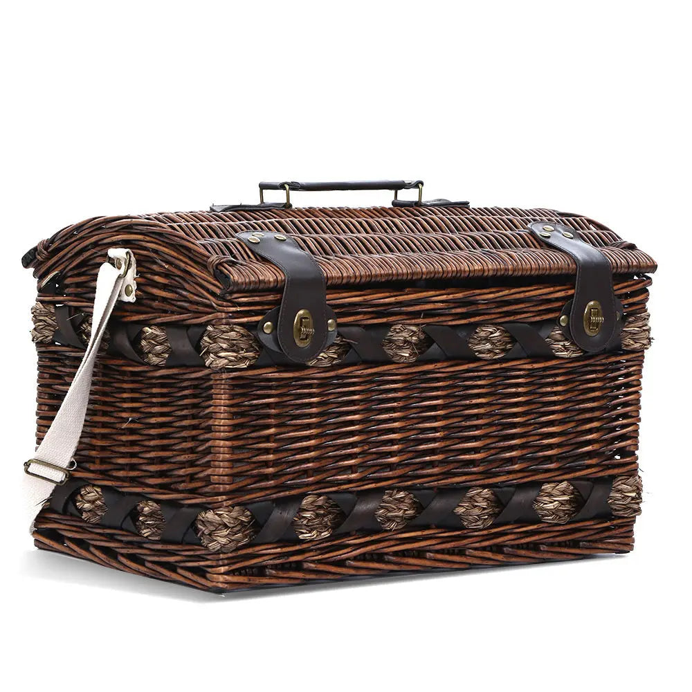Alfresco 4 Person Picnic Basket Wicker Baskets Outdoor Insulated Gift Blanket Deals499