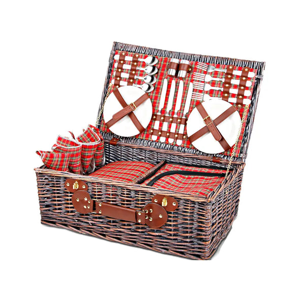 Alfresco 4 Person Picnic Basket Wicker Picnic Set Outdoor Insulated Blanket Deals499