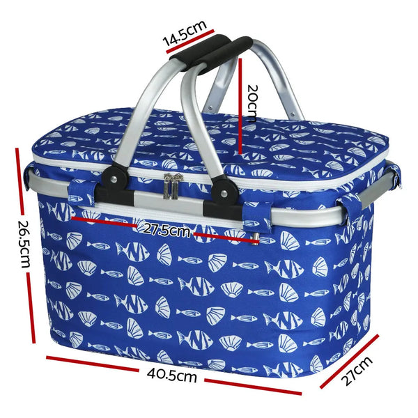 Alfresco Large Folding Picnic Bag Basket Hamper Camping Hiking Insulated Lunch Cooler Deals499