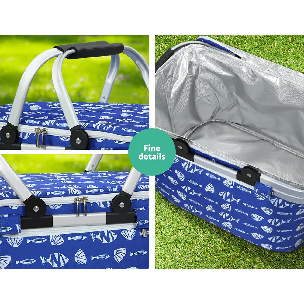 Alfresco Large Folding Picnic Bag Basket Hamper Camping Hiking Insulated Lunch Cooler Deals499