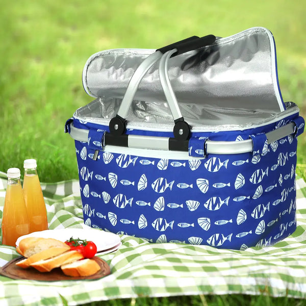 Alfresco Large Folding Picnic Bag Basket Hamper Camping Hiking Insulated Lunch Cooler Deals499