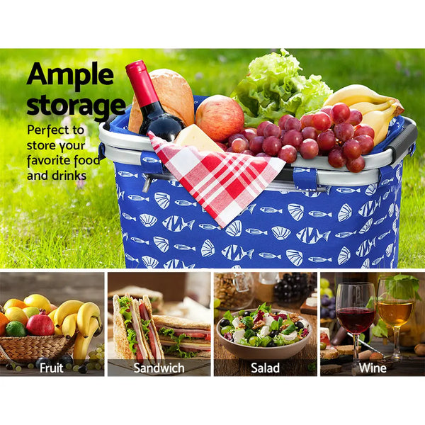 Alfresco Picnic Bag Basket FoldingHamper Camping Hiking Insulated Deals499
