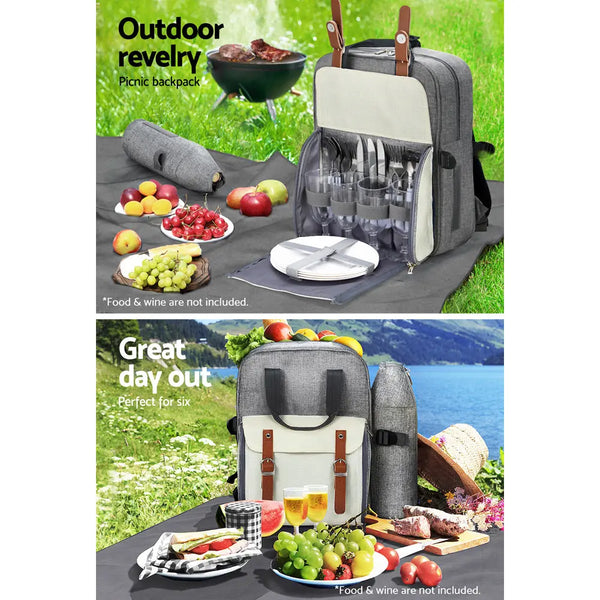 Alfresco Picnic Basket Backpack Set Cooler Bag 4 Person Outdoor Insulated Liquor Deals499