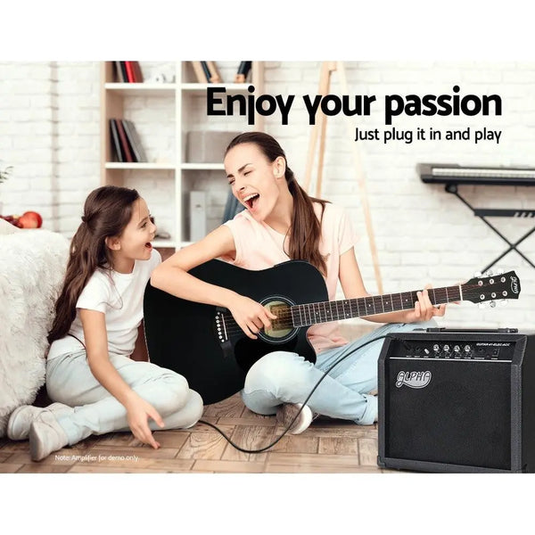 Alpha 41" Inch Electric Acoustic Guitar Wooden Classical Full Size EQ Bass Black Deals499