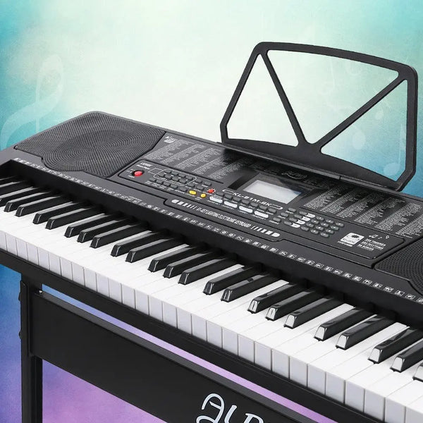Alpha 61 Key Lighted Electronic Piano Keyboard LCD Electric w/ Holder Music Stand Deals499