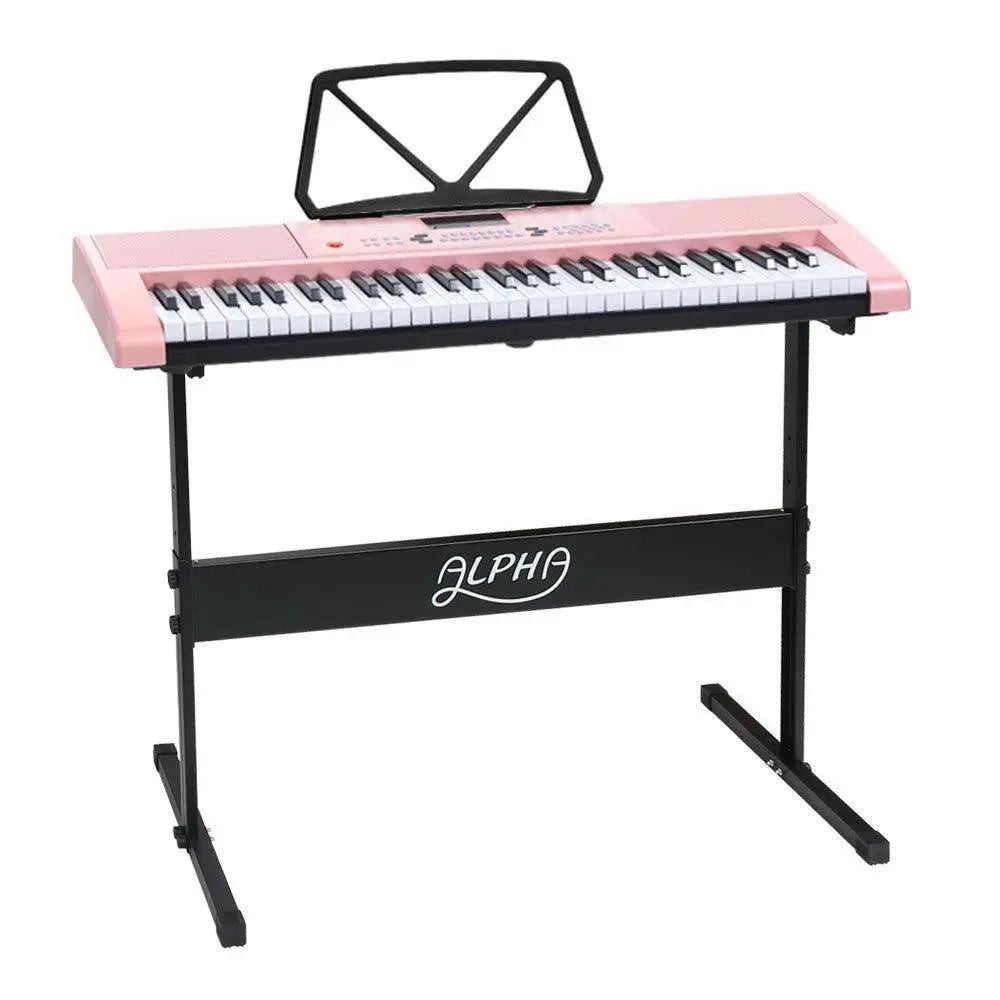 Alpha 61 Key Lighted Electronic Piano Keyboard LED Electric Holder Music Stand Deals499