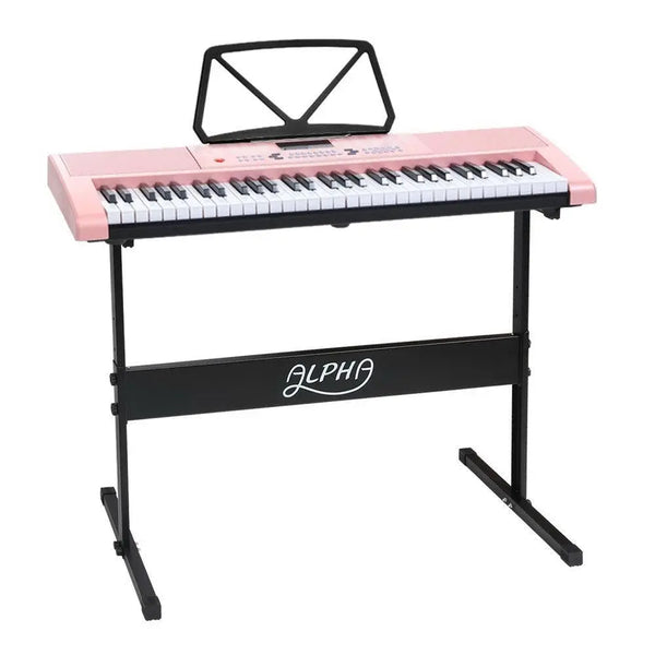 Alpha 61 Key Lighted Electronic Piano Keyboard LED Electric Holder Music Stand Deals499